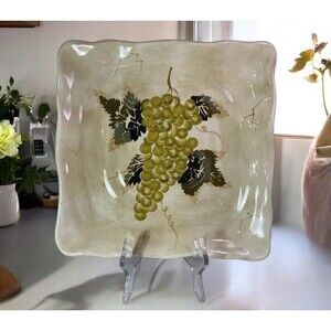 Tabletops Unlimited Cabernet Hand Painted Collection Grape Serving Platter 11”